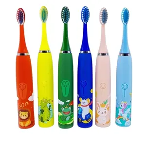 Brosse à dents électrique intelligente étanche à poils souples à motif de dessin animé brosse à dents électrique pour enfants en gros
