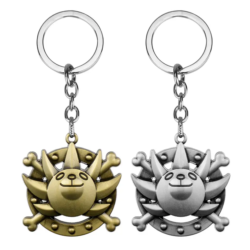Liontin rantai kunci bajak laut Anime menampilkan Logo singa dengan sinar matahari Wan-Li Wang simbol bajak laut yang ikonik