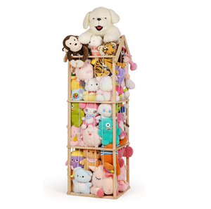 आसान असेंबली कुटीर शैली के प्लग खिलौने आयोजक बच्चों के बेडरूम और प्लेरूम के लिए भरा पशु भंडारण रैक - Product Image 3