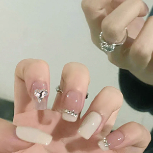 <span class=keywords><strong>Faux</strong></span> <span class=keywords><strong>ongles</strong></span> carrés à presser style français nude blanc décontracté, avec teinte douce et colle, pour un look féminin - Product Image 4