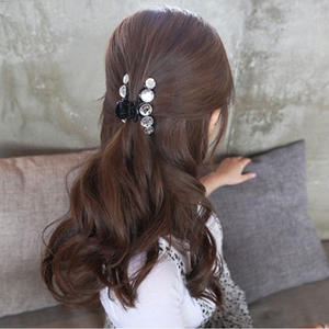 Pince à cheveux en résine plastique transparente scintillante de 7 cm, pince à cheveux moyenne, strass, accessoires quotidiens pour femmes, été - Product Image 4