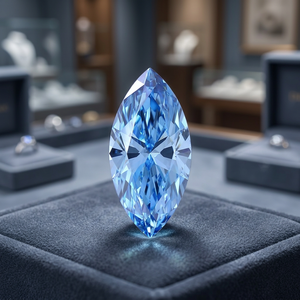Diamant bleu fantaisie de laboratoire, taille marquise, pierre libre, certifié IGI, CRAFTED CARBON SCP-192 pour la fabrication de bijoux - Product Image 2