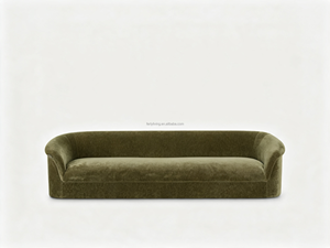 Panca Divano FERLY in Velluto con Braccioli Arrotolati, Arredamento Vintage Moderno per Soggiorno - Product Image 2