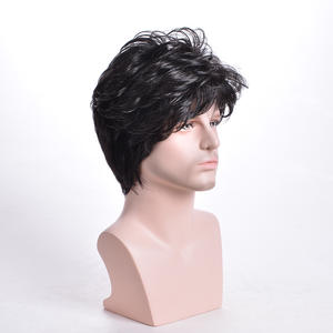Pelucas de Moda para <span class=keywords><strong>Hombre</strong></span>, Estilo Europeo y Americano, Cortas y Rizadas, con Diadema, Negras y Realistas, Suministradas por Fábrica China para <span class=keywords><strong>Amazon</strong></span> - Product Image 5
