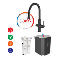 Robinet d'eau chaude instantané électronique 4 en 1 Iwater sous le comptoir, finition noire, extractible, robinet tactile