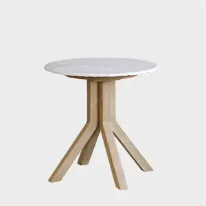 法国天然橡木大理石天然石材组合边桌