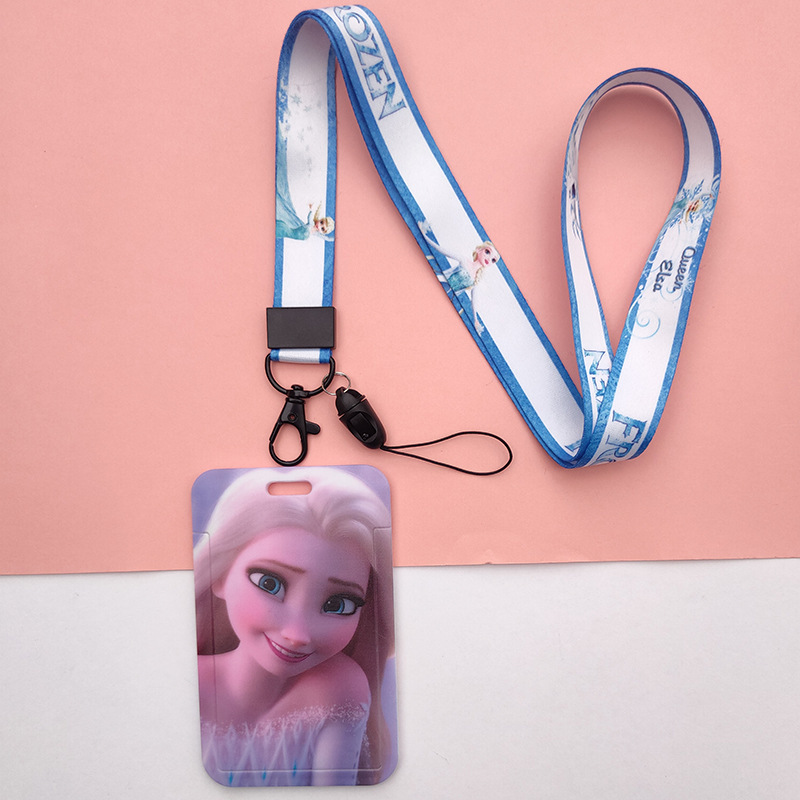 High Quality ID Badge Plastic Card Holder Custom Lovely Cartoon Frozen Elsa Anna Card Case Lanyards Promotional Gift Accessories Image 2