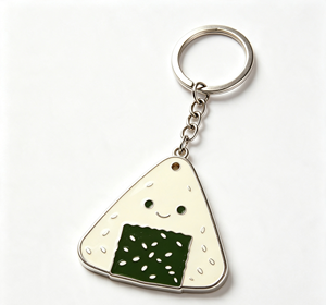 <b>Cute</b> Onigiri Metal Key Chain Zinc Alloy Enamel Coin Holder <b>Keyring</b> Custom Shape Letterpress Print Gift - Product Image 2