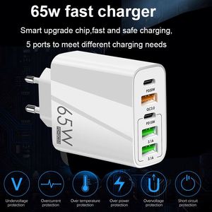 Chargeur rapide USB C 65W, chargeur de voyage multi-ports 4 ports PD+3USB pour iPhone Samsung MacBook iPad - Product Image 3