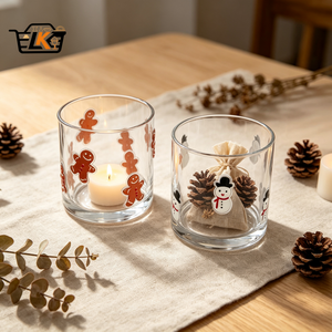 Décoration <span class=keywords><strong>de</strong></span> Noël : Pots à bougies en verre, motifs Bonhomme <span class=keywords><strong>de</strong></span> pain d'épices et Bonhomme <span class=keywords><strong>de</strong></span> neige, porte-bougies chauffe-plat, ornement <span class=keywords><strong>de</strong></span> table pour la maison et les fêtes, direct usine - Product Image 1