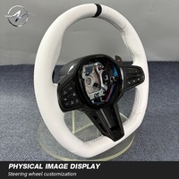 Volante Deportivo de Lujo YZ B56 Personalizado de 3 Radios, Estilo OE, Modificado con Fibra de Carbono, Cuero Blanco Perforado