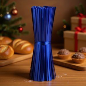 Laccetti in alluminio blu da 4 pollici, riutilizzabili e multifunzionali, per confezioni regalo, pane, cake pops e dolcetti natalizi - Product Image 2