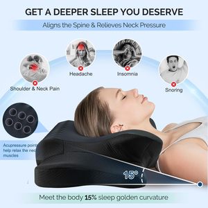 <span class=keywords><strong>Cuscino</strong></span> Cervicale Nero <span class=keywords><strong>per</strong></span> Alleviare il Dolore al Collo, <span class=keywords><strong>Cuscino</strong></span> Ortopedico Ergonomico a Doppio Lato con <span class=keywords><strong>Federa</strong></span> in Seta Ghiacciata - Product Image 3