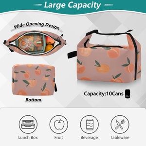 Bolsa de almuerzo personalizada de color rosa melocotón con diseño tropical de Hawái, bolsa con aislamiento térmico, bolsa para pícnic escolar al aire libre - Product Image 5