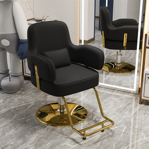 Meilleure Vente Fauteuil de Coiffure de Luxe en Cuir PU avec Base Dorée en Acier Inoxydable et Cadre Métallique pour Salon de Coiffure - Product Image 1