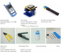 Kit d'outils pour câbles à fibres optiques FTTH FTTB FTTX entièrement équipé à prix abordable avec tous les accessoires d'application et un compteur de puissance