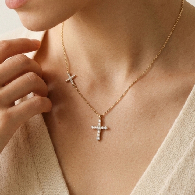 Wholesale Fine Jewelry 925 Sterling Silver Cross Pendant Necklace for Women Dainty Daily Wear Silver Necklace Jewelry Party Gift