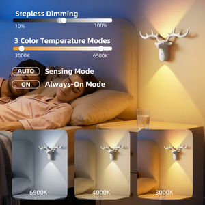 Rechargeable Deer Head Wall Sconce Wireless up &amp; Down Lighting ABS <strong>Stag</strong> Shape LED Wall Light for Bedroom Corridor Decor - Product Image 6
