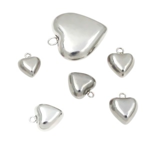 Pendentifs en forme de cœur en acier inoxydable pour la fabrication de colliers, composants de bijoux, 10 pièces, tailles assorties - Product Image 5
