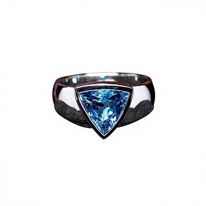Anillo de Boda Clásico y Moderno con Topacio Azul Natural Certificado por IGI, Plata de Ley 925, Gema Tallada a Mano, Joyería al por Mayor de Fábrica - Product Image 2