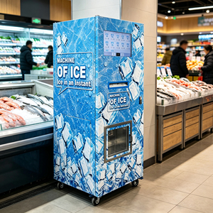 Distributeur automatique de glace avec système de distribution de sacs, écran 21,5 pouces, fonctionnement 24h/24 sans surveillance, kiosque de vente de glace - Product Image 1