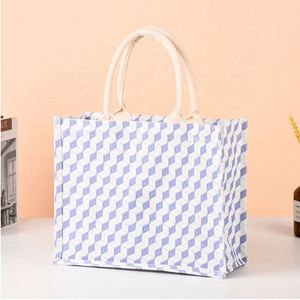 High Quality Custom All Over Printing Logo Printed Coated Cotton Eco-Friendly Canvas Laminated Tote Bag <b>Handbag</b> for Women - Product Image 1