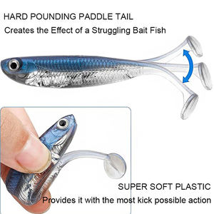 Artificial Soft Bait Swim Baits Blue Silver Paddle Tail 5 Pack for Bass Fishing Freshwater Lure Fishing Without <b>Hooks</b> - Product Image 3