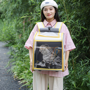 Old Wolf Portable <b>Cat</b> <b>Backpack</b> 7 Inch Transparent Breathable Double Shoulder Pet Carrier for Outings - Product Image 1