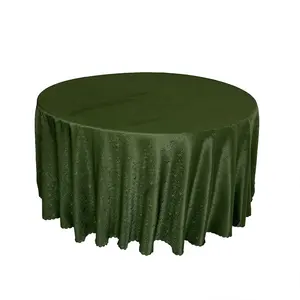 Premium Polyester Fabric Table Cloth Damask Army Green Tablecloth For Wedding Party Banquet Events Hotel Restaurant