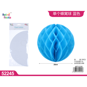 ลูกบอลกระดาษรังผึ้งสีฟ้าขนาด25ซม. ตกแต่งงานปาร์ตี้สำหรับกิจกรรมและงานเฉลิมฉลอง - Product Image 1