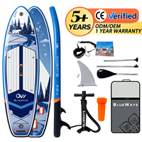 Planche de SUP gonflable d'hiver 11' (33 po de large) motif Ours polaire, planche à pagaie arctique avec pompe et aileron pour aventures sur lac froid et neige