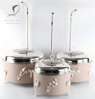QIAN HU Restaurant 401 Réchauffeur de nourriture en acier inoxydable 4L/6L/8L Chef Traiteur Plat Buffet Ensembles Or Couvercle À Charnière En Métal Vaisselle