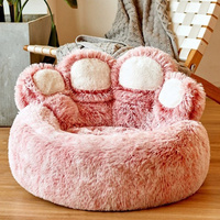Cama para Perros de Felpa Suave con Forma de Pata de Oso, Cálida para Invierno, Nido para Gatos, Colchoneta para Dormir para Mascotas en Todas las Estaciones, Sofá Cama para Perros y Gatos Medianos y Grandes