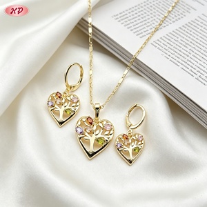 Ensemble de bijoux Hengdian Big Fashion plaqué or 18 carats, pas cher, en forme d'arbre avec émail et zircon, pour femmes - Product Image 6