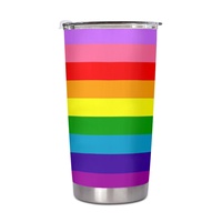 Gobelet isotherme en acier inoxydable de 20 oz, personnalisé arc-en-ciel (version lavande), pour les trajets quotidiens en voiture, les pique-niques à la plage et le camping