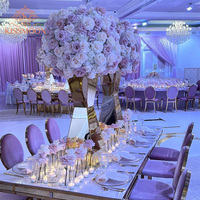 Vente en gros de meubles d'hôtel de luxe en acier inoxydable, ensemble de table à manger moderne pour mariage et événements de banquet