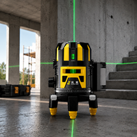 Niveau laser vert super lumineux OEM à 5 lignes, auto-nivelant, avec point de plomb pour la construction