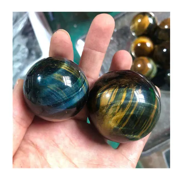 Bán Buôn Tự Nhiên Chạm Khắc Crystal Spheres Blue Tiger Eye Bóng Đá Quý Cho Trang Trí Nội Thất