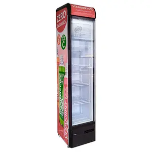 Toptan fiyat 105L ince ticari dik soğutuculu içecek vitrini cam kapi buzdolabı buzdolabı
