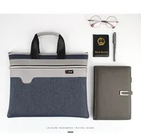 Bolsa para documentos A4, carpeta de archivos portátil de doble capa, impermeable, con cremallera Oxford, bolsa para conferencias, para documentos en papel, maletines para hombres