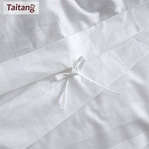 Taitang Egyptian Cotton Hotel Designs Satin Stripe Bedding Linen Sheet Set <strong>Single</strong> White <strong>Bedsheets</strong> 100% Cotton for Hotels - Product Image 6