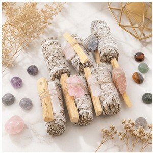Kit de purification en gros de sauge blanche avec Palo Santo et cristaux de guérison pour l'activation des grilles de cristal et la purification - Product Image 3