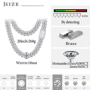 Collana a Catena Cuban Link Iced Out con Moissanite VVS Colore <span class=keywords><strong>D</strong></span>, Placcata <span class=keywords><strong>Oro</strong></span> 15mm 18mm, Supera il Test del Diamante, Gioielli Hip Hop da Uomo - Product Image 5