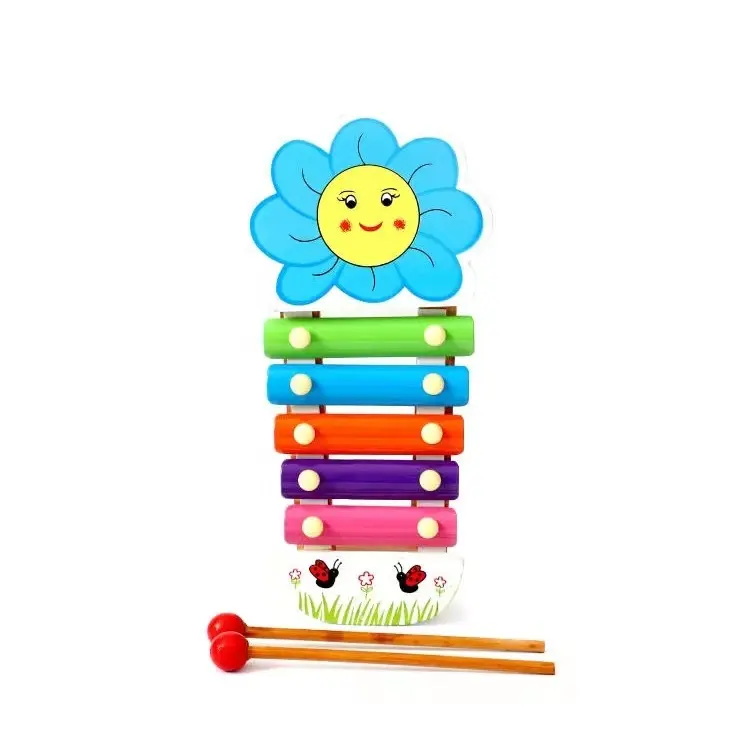 Hot sale children's music wooden xylophone multi-color small flower pentatonic piano toys children's educational toys