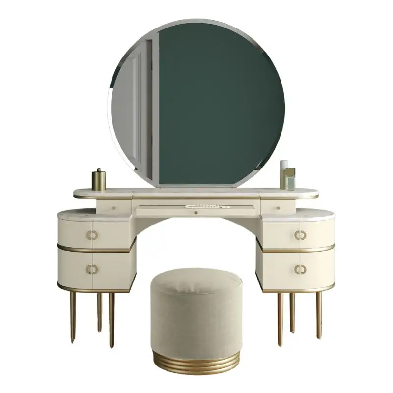 Gương trang điểm Vanity ghế thiết lập dẫn ánh sáng tủ quần áo phân cho phòng ngủ hiện đại bàn trang điểm với gương và ngăn kéo