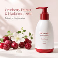 Gel Nettoyant Naturel à la Canneberge, Cnidium Monnieri, Acide Hyaluronique, Hypoallergénique, Nettoyage en Profondeur, Équilibrant le PH, Apaisant