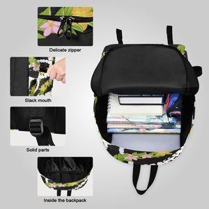 New Arrival Customized Hawaii Puakenikeni Black <b>Lei</b> Design Child Portable Reusable Lunch Bag School Backpack Bag Sets - Product Image 4
