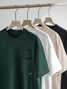 Camiseta de Manga Corta para Hombre, Estilo Japonés, Holgada, con Doble Bolsillo y <span class=keywords><strong>Dobladillo</strong></span> Abierto, 100% Algodón de 300 g/m², Nueva Colección 2024 - Product Image 4