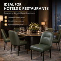 Chaise de salle à manger ergonomique moderne avec dossier incurvé matelassé, assise rembourrée beige, pieds en métal pour hôtel, restaurant