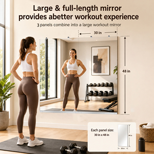 Nouveau Miroir de Gym Art Déco New Hope 30x48 Pouces (Lot de 2) Grand Miroir Mural Pleine Longueur en Verre pour Salle de Sport à Domicile, Yoga, Exercice, Studio de Danse - Product Image 3